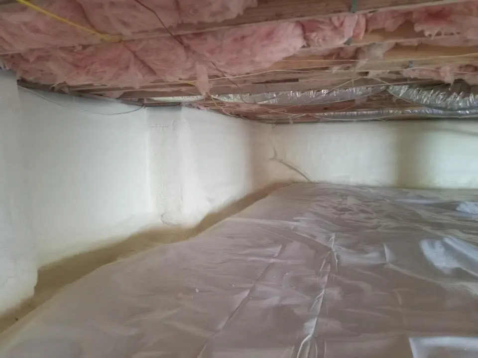 Crawl space encapsulation with closed-cell spray foam for Metal Roof Coating in Greene